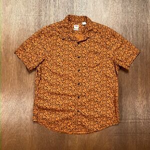 Levis Leopard Print Short Sleeve Button Up Shirt Orange Black Large 86627-0083